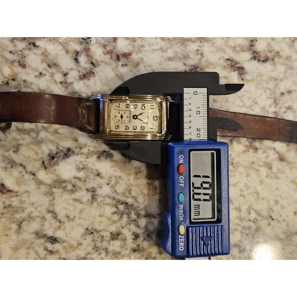 Vintage‎ Tavannes Art Deco Watch Shock Gold Tone Clamshell Case Needs Service - Picture 7 of 15